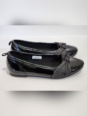 Carter's Black Glitter Bow Flats for Girls